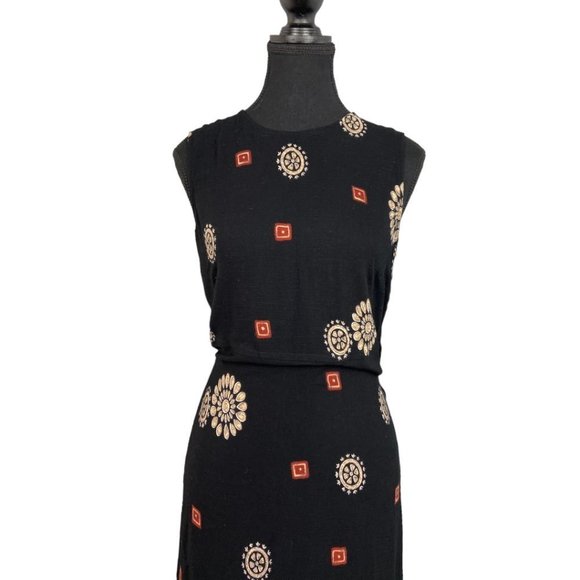 VINTAGE 90s Braemar Patterned Boho Maxi Dress Size S/XS - Picture 2 of 11